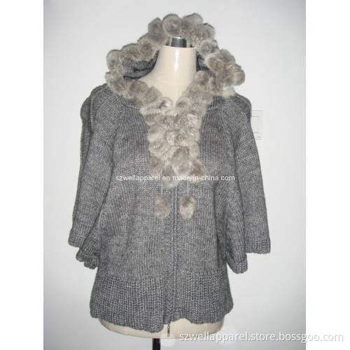 Girls' Zipper Sweater with Fur Heavy Knit (SZWA-0946)